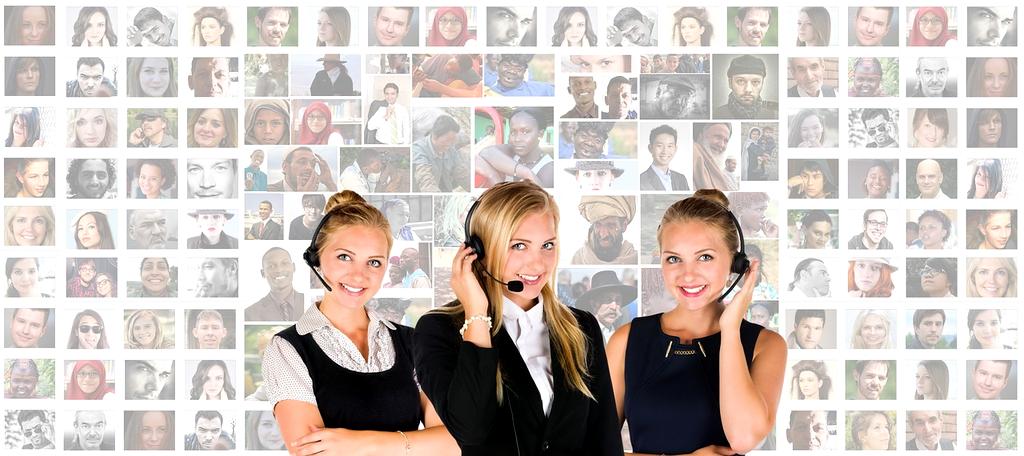 Customer support representative assisting a client via headset